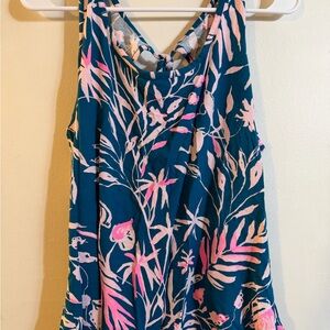 Lilly Pulitzer Teal and Pink Floral Tank Top